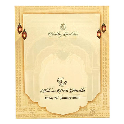 Cream Traditional Laser Cut Wedding Card