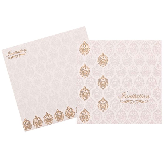 Pristine White Shading With Gold Foiling Floral Theme Wedding Card - KNK1656