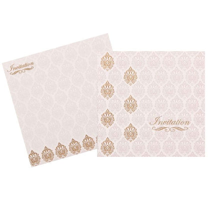 Pristine White Shading With Gold Foiling Floral Theme Wedding Card - KNK1656