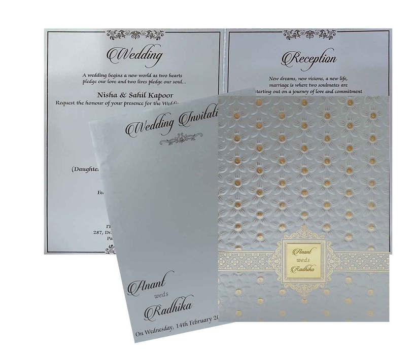 Grey Floral Wedding Invitation Card