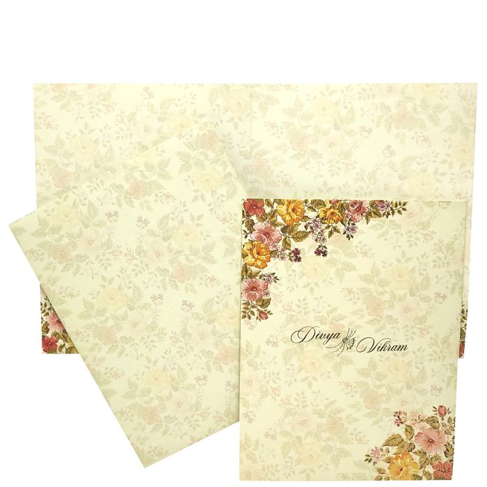 Light Green Jumbo Size Floral Wedding Card In Offset-KNKJ1091