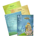 Blue Royal Padded Wedding Card With Palace Background