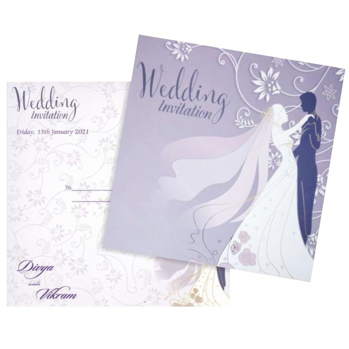 Purple Offset Berry Bride And Groom Wedding Invitation Card-KNBY5404