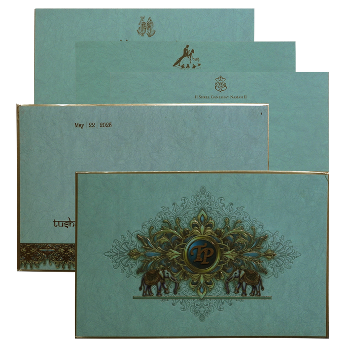 Pista Green Padded Wedding Invitation