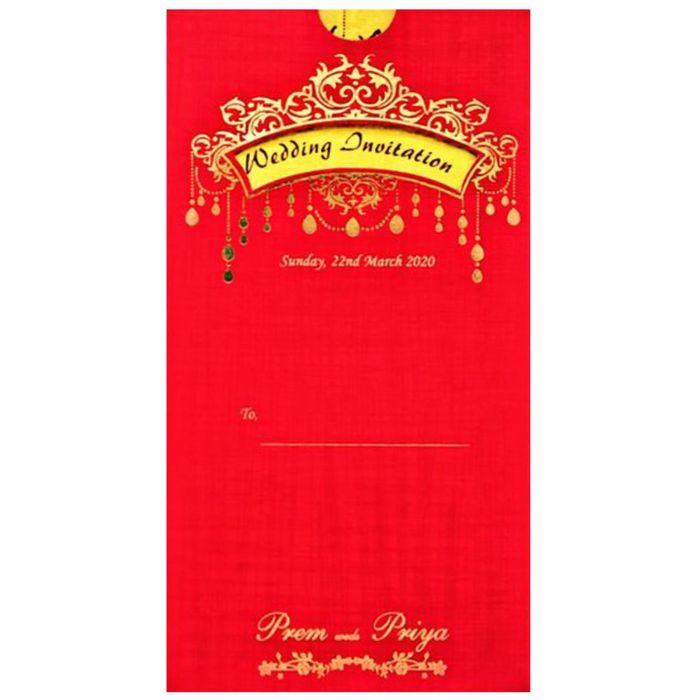 Red single sheet laser cut with gold insert invitation