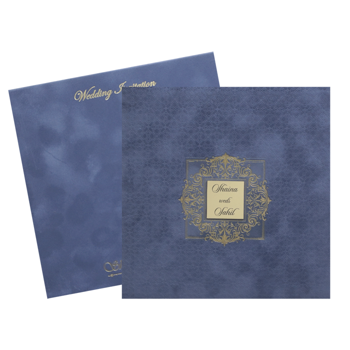 Light Grey Velvet Patterned Padded Wedding Card