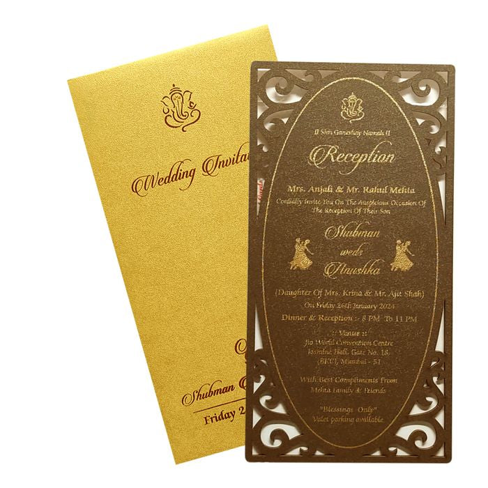 Brown Single Sheet Wedding Invitation Card