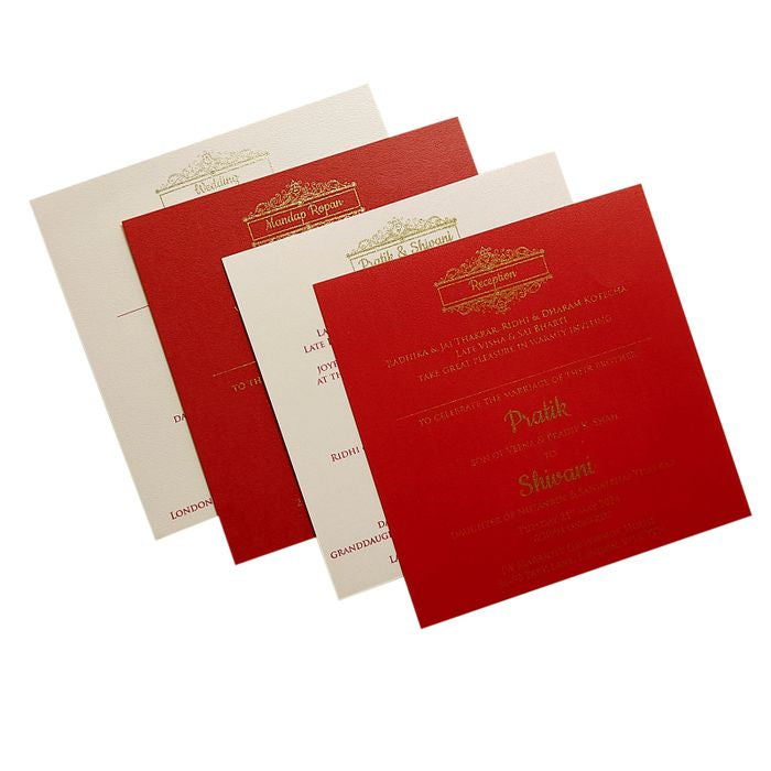 Red Floral Nameplate Door Wedding Card