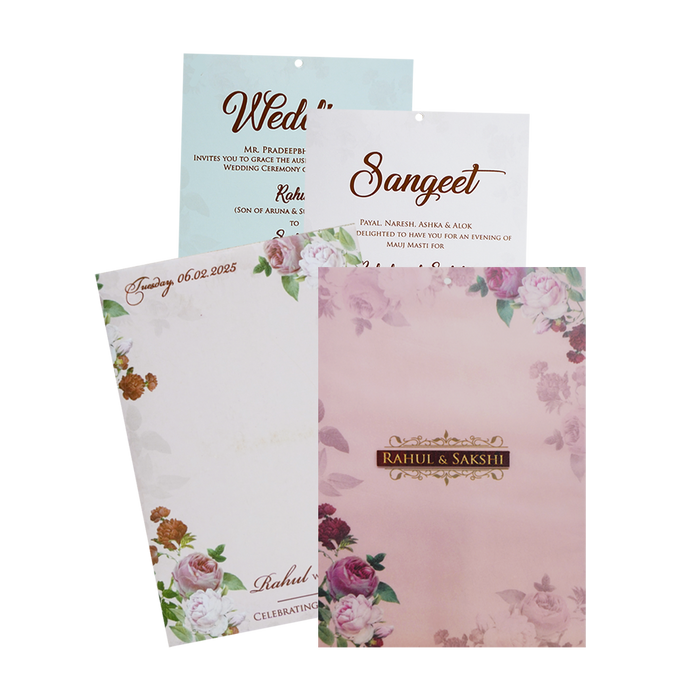 Pink Floral Wedding Invitation Card