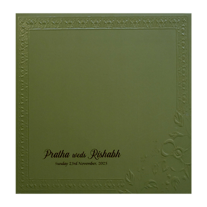 Olive Green MDF Wedding Card