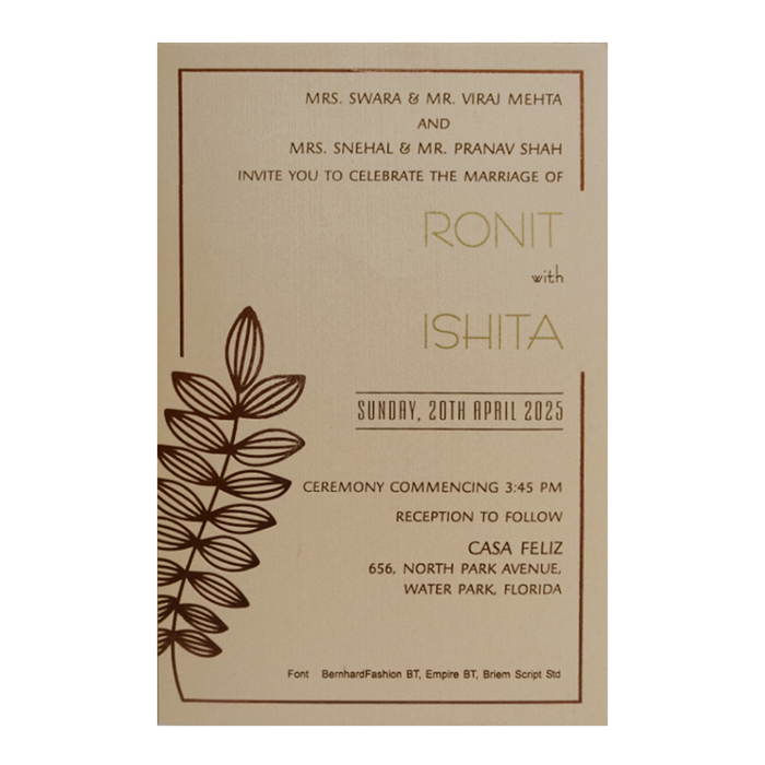 Peach Single Sheet Invitation Card