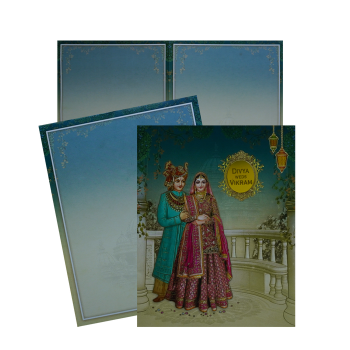 Emerald Bride and Groom Wedding Card