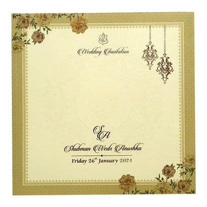 Brown Floral Nameplate Wedding Card
