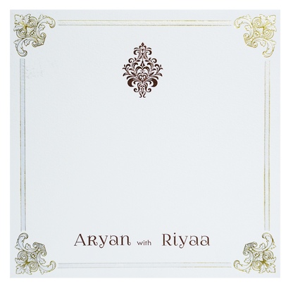 White Floral Border Single Card
