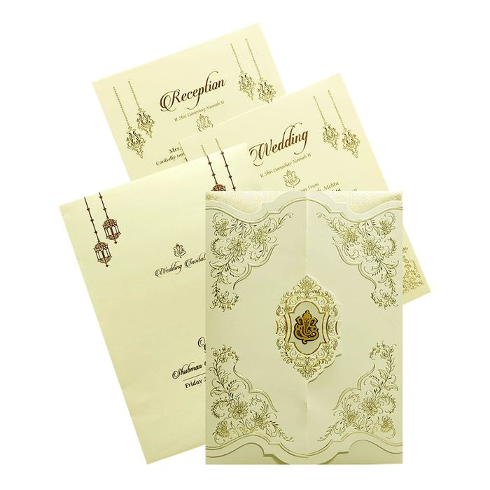 White Floral Wedding Invitation Card