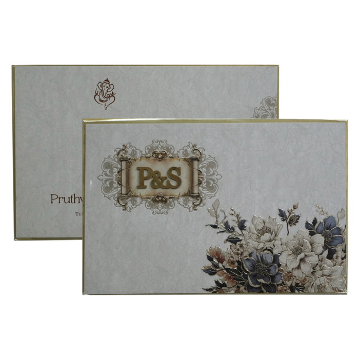 Dusty Grey Padded Invitation Card
