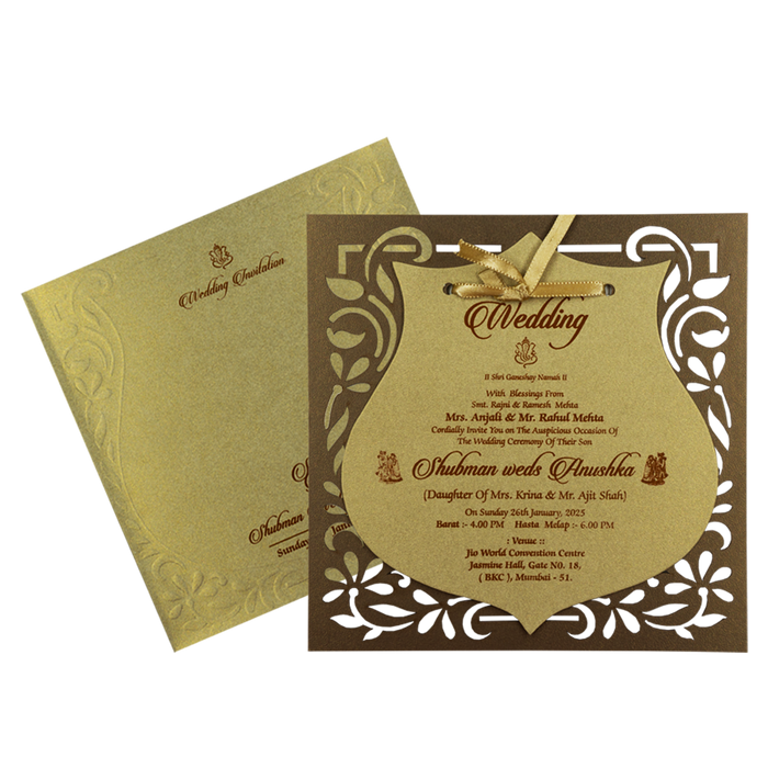 Classic Gold Laser Cut MDF Invitation Card