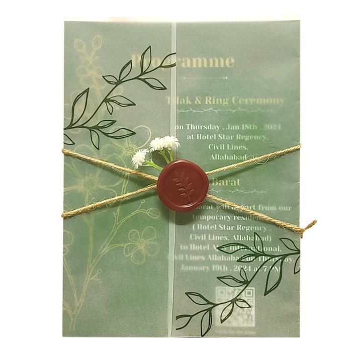 Green Tracing Sheet Invitation Card