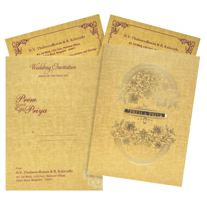 Brown Gold Premium Padded Stiff Board Invitation Card-KNPS9501N