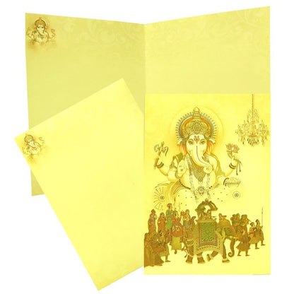 Uncoated Classic Ganesha With Baraat Designer Card-KNKC4040