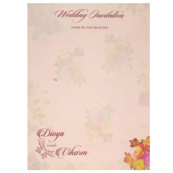 Amazing Peach Shading With Flower Design Padding Invitation Card