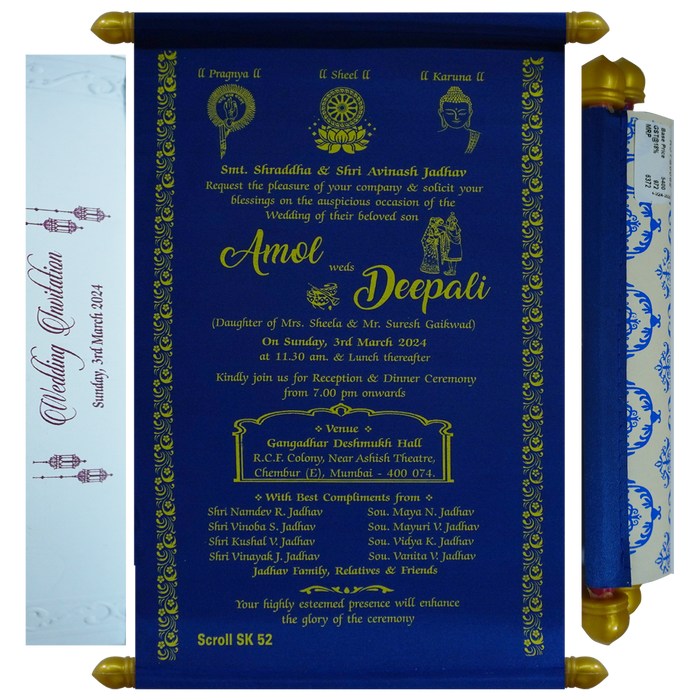 Dark Blue Scroll Card
