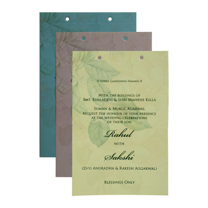 Green Floral Laser MDF Invitation Card