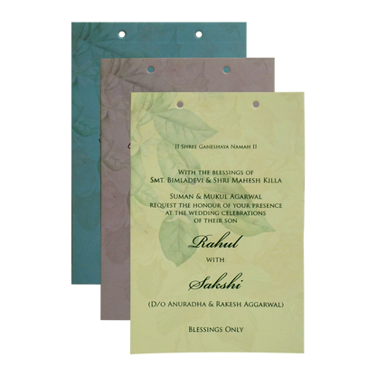 Green Floral Laser MDF Invitation Card