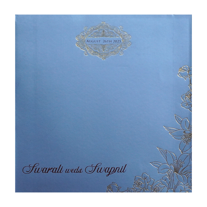 Light Blue Rose Wedding Card