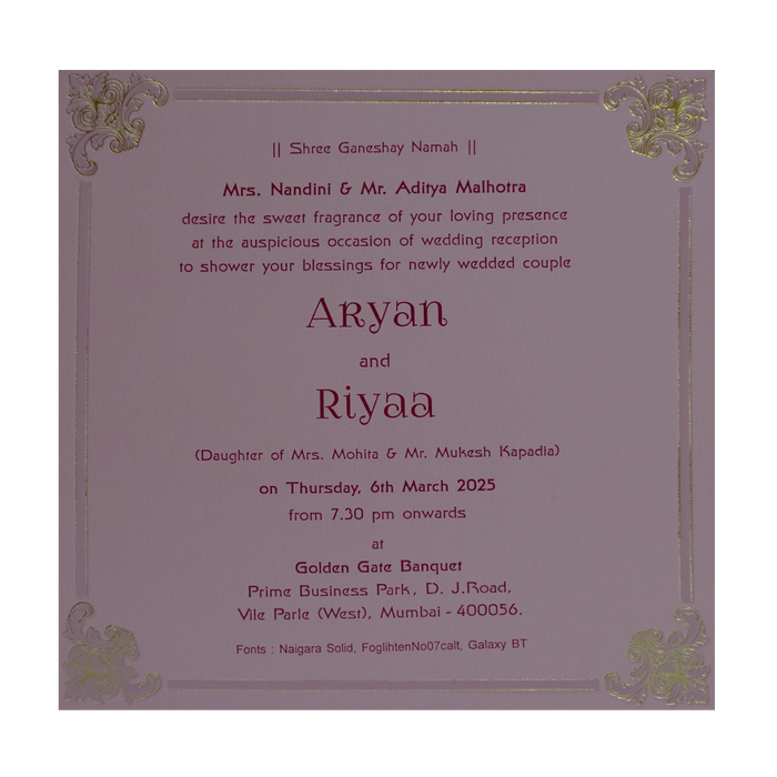 Plum Pink Floral Single Card