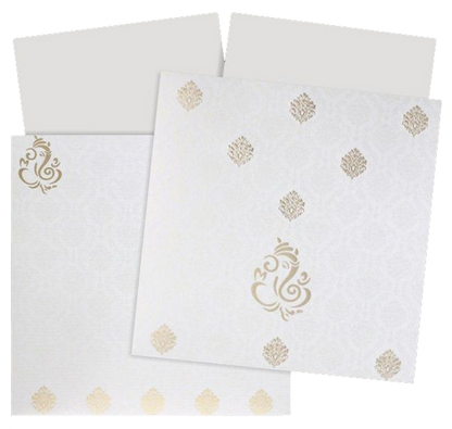 Pleasant Gold Foiling Flower With Ganesha Wedding Card  - KNK4114