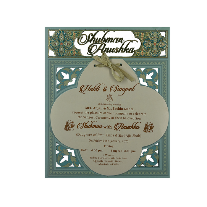 Blue Laser Cut MDF Wedding Cards