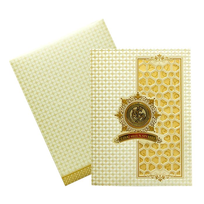 White Laser Cut Nameplate Invitation Card