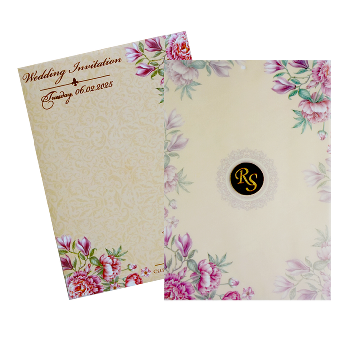 Pink Hibiscus Wedding Invitation Card