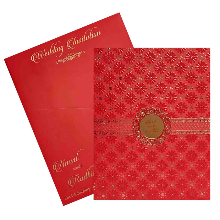 Red Floral Wedding Card Design