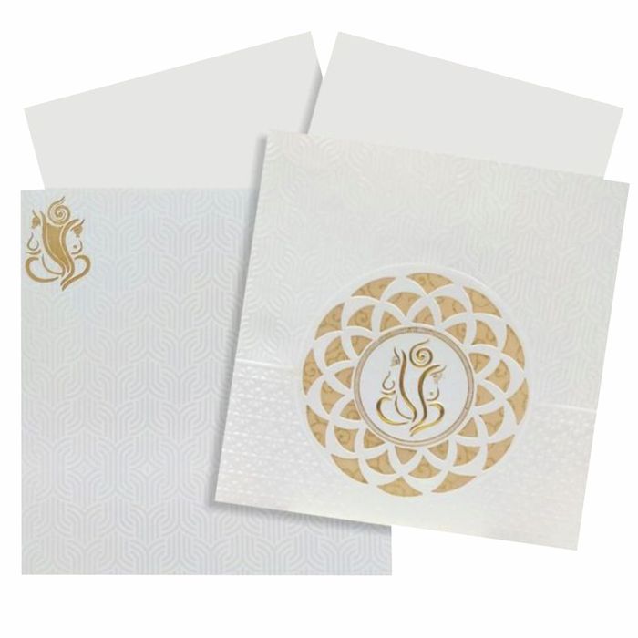 Ganesha With Cut Design Wolly Background Invitation Card-Knk30522