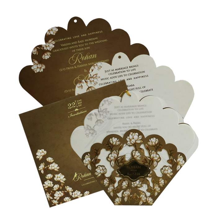 Brown Floral Nameplate Invitation Card