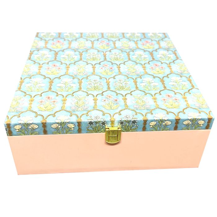 Green Floral Square Box Invitation-KBX0504