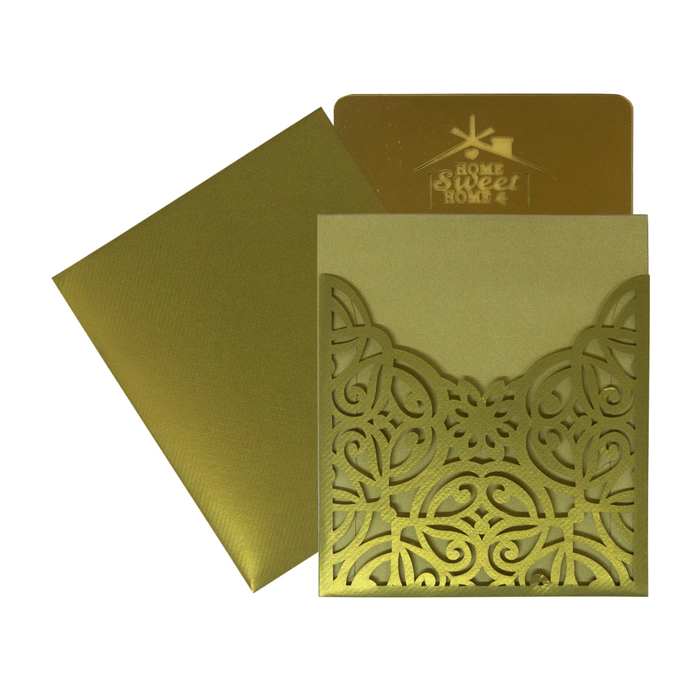 Olive Green Laser Cut Acrylic Wedding Invitation Card
