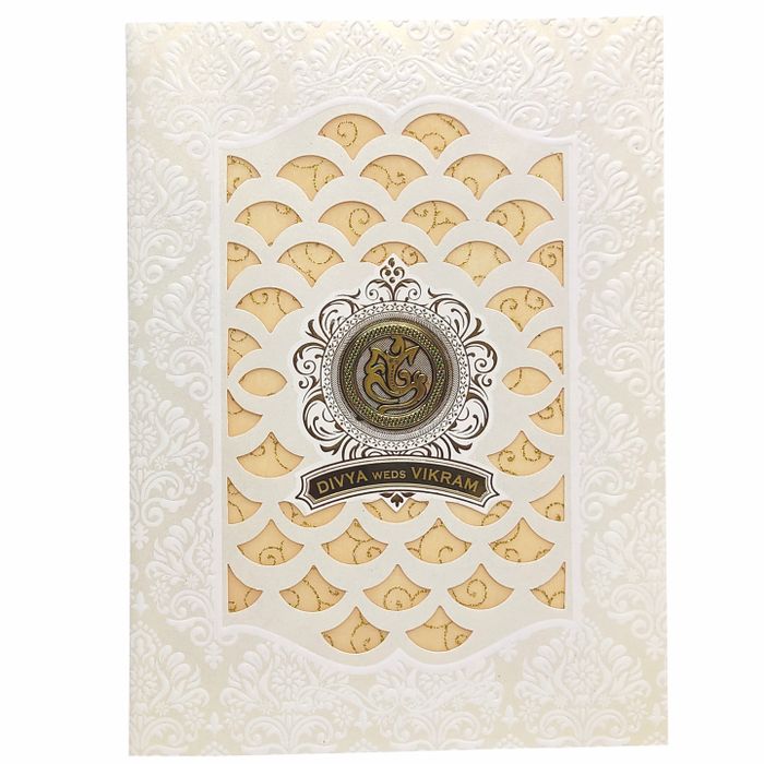 White Laser Cut Premium Design In Gold Wolly-KNK1004G