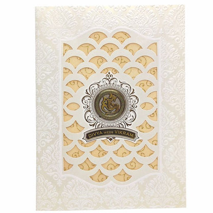 White Laser Cut Premium Design In Gold Wolly-KNK1004G