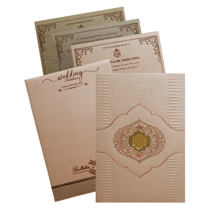Peach Padded Nameplate invitation Card