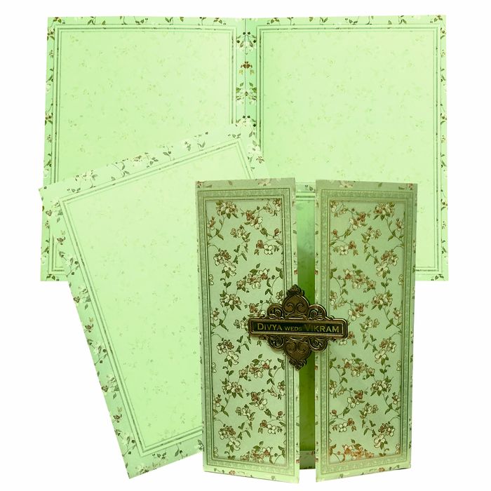 Green Floral Nameplate Door Invitation Card