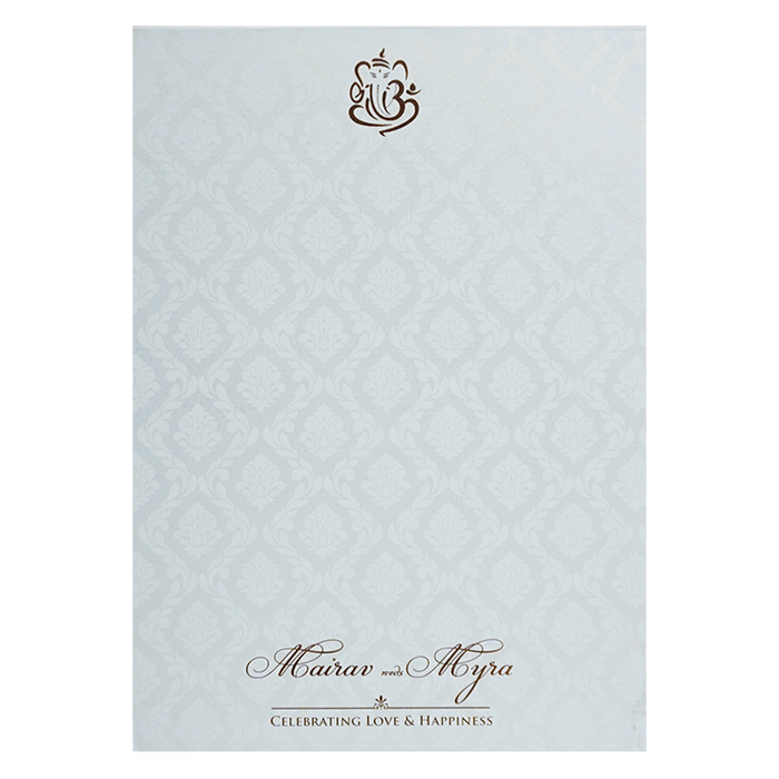 White Embossed Wedding Card Design
