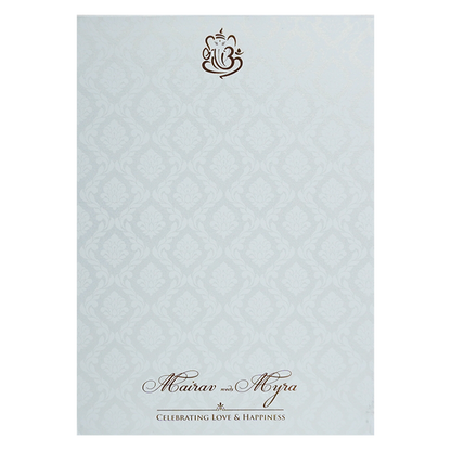 White Embossed Wedding Card Design