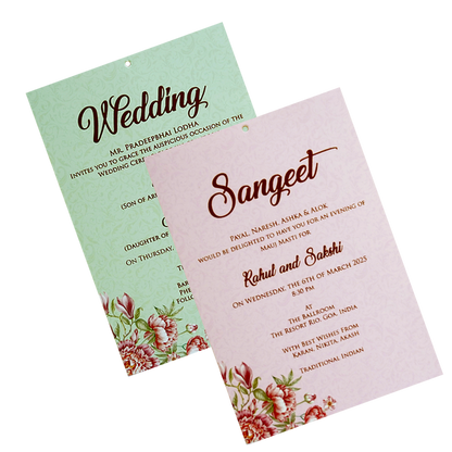Pink Hibiscus Wedding Invitation Card