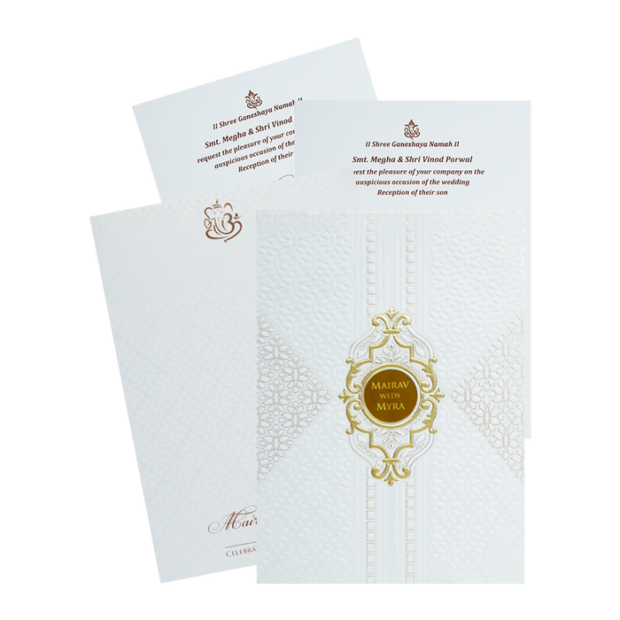 White Acrylic Embossed Wedding Invitation