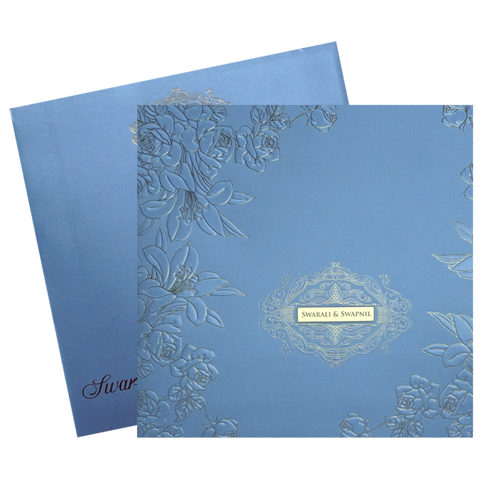 Light Blue Rose Wedding Card