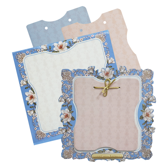Blue Floral MDF Box Invitation Card