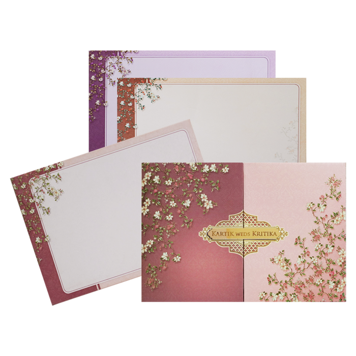 Beige Floral Door Padded Invitation Card